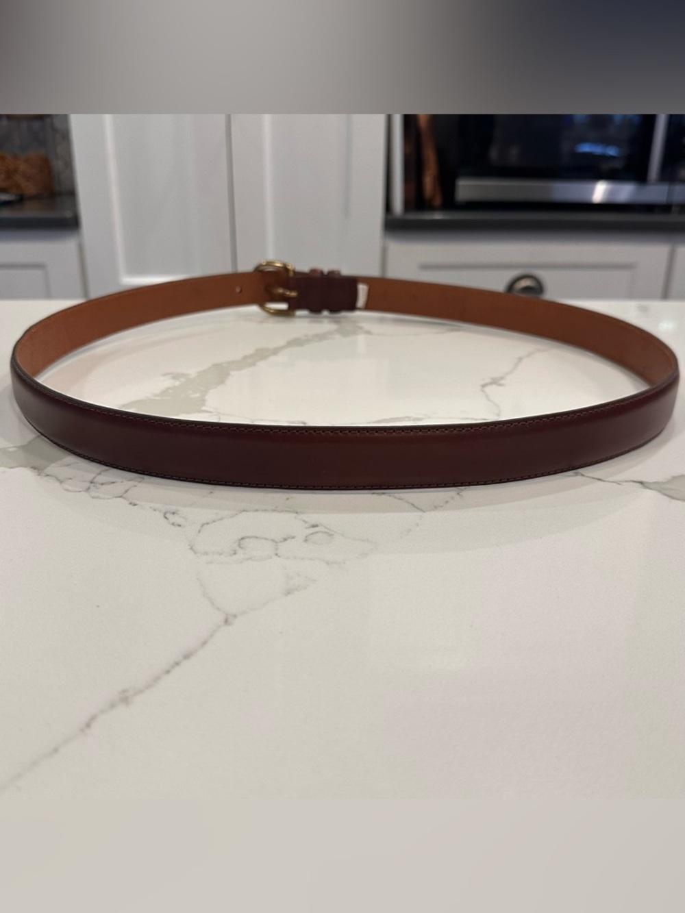 Jos A Bank Italian Leather Belt Brass Buckle Mens 46 Brown Professional Career - Picture 3 of 12